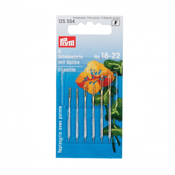 Embroidery needles with point No. 18-22
